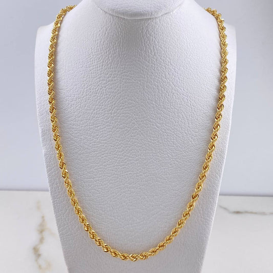 18K Yellow Gold Rope Chain / 17.9gr / 5.2mm / 24in