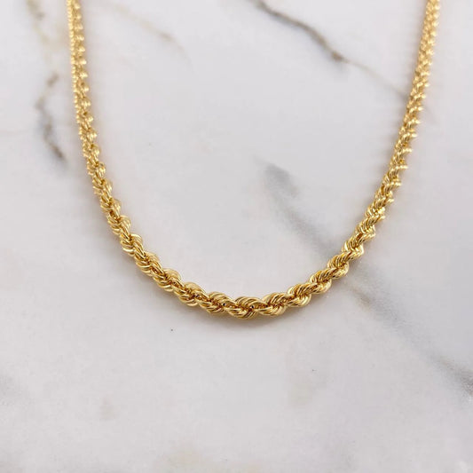 18K Yellow Gold Rope Chain / 17.9gr / 5.2mm / 24in