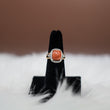 Orange Coral Ring 14K Yellow Gold With Diamonds / 4.4gr / Size 6