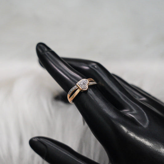 Infinite Heart Ring 10K Yellow Gold With Diamonds / 2.5gr / Size 7