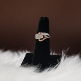 Braided Heart Ring 14K White - Rose Gold With Diamonds / 3gr / Size 5.5