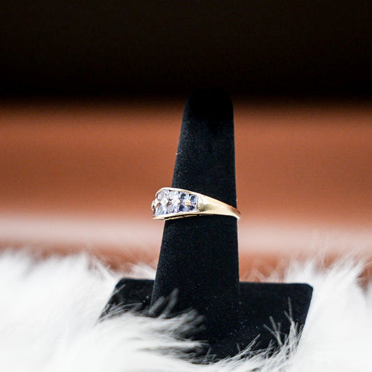 Purple Ring 14K Yellow Gold With Diamonds / 2.8gr / Size 7