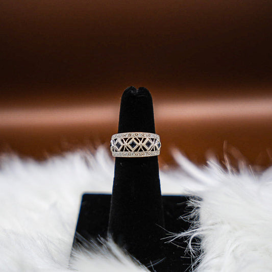 Diamonds Ring 14K White Gold With Sapphire / 4gr / Size 5.5