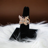 Big Butterfly Ring 14K White - Rose Gold With Diamonds / 8.4gr / Size 7
