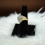Big Heart Ring 14K Yellow - White Gold With Diamonds / 9.8gr / Size 7