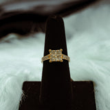 Princess Engagement Ring 10K Yellow Gold With Diamonds / 2.5gr / Size 7