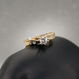 Diamonds Round Engagement Ring 14K Yellow Gold / 7.5gr / Size 7.5