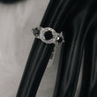 Black Diamonds Engagement Ring 10K White Gold / 3.8gr / Size 7