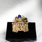 Color Stone Indio Ring 10K Yellow Gold / 9gr / Size 11.5