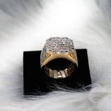 Square Ring 10K Yellow Gold With Diamond Baguette 2,70ct / 12.9gr / Size 8
