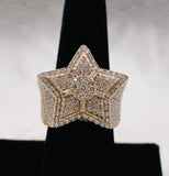Big Star Ring 14K Yellow Gold With Diamonds / 17.8gr / Size 10