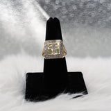 Square Cross Ring 10K Yellow Gold With Zirconia / 4.5gr / Size 9.5