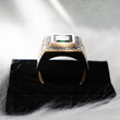 Square Green Stone Ring 14K Yellow Gold With Zirconia / 9gr / Size 10