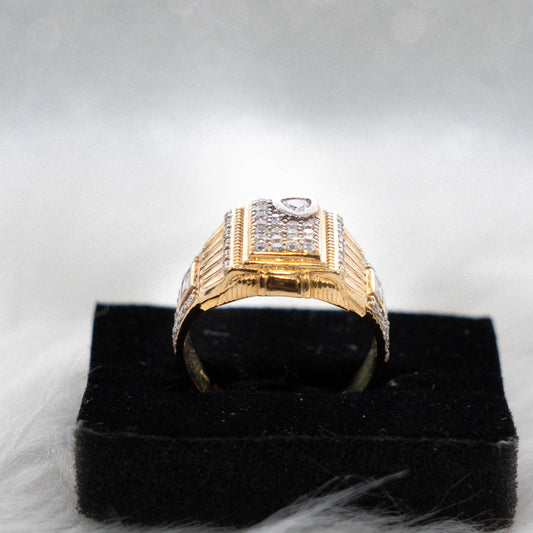 Men'S Ring 10K Yellow Gold With Zirconia / 6gr / Size 9