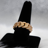 Cuban Ring 10K Yellow Gold With Diamonds / 14.7gr / Size 10