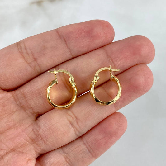 18K Yellow Gold Nia Diamond Hoop Earrings 1.4gr / 0.47in