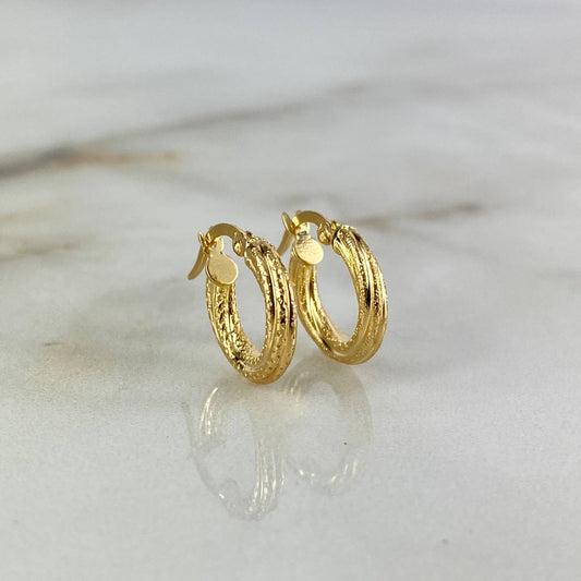 18K Yellow Gold Carly Dotted Hoop Earrings 1.4gr / 0.51in