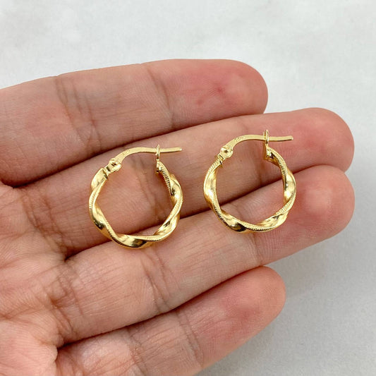18K Yellow Gold Deis Hoop Earrings 1.1gr / 0.51in