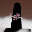 Pink Flowers Ring 18K White Gold With Diamond-Sapphire / 6.4gr / Size 6