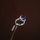 Amethyst Ring 14K White Gold With Diamonds / 6.5gr / Size 6.5
