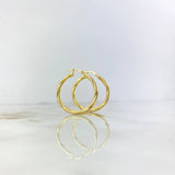 18K Yellow Gold Mary Braided Hoop Earrings 3gr / 1.34in