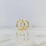 18K Yellow Gold Anny Stitched Braided Hoop Earrings 3.55gr / 1.06in