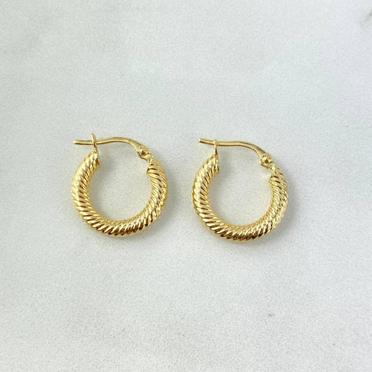18K Yellow Gold Zion Fixed Spring Hoop Earrings 1.7gr / 0.67in