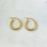 18K Yellow Gold Zion Fixed Spring Hoop Earrings 1.7gr / 0.67in