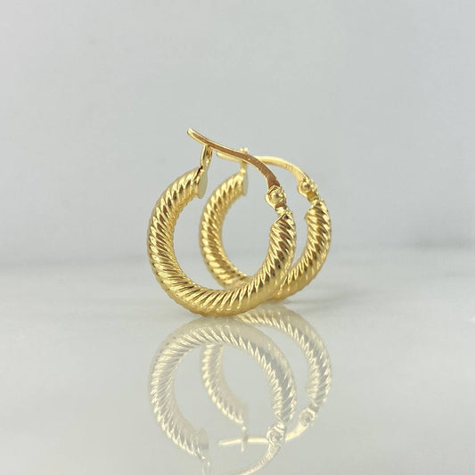 18K Yellow Gold Zion Fixed Spring Hoop Earrings 1.7gr / 0.67in