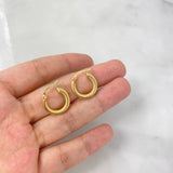 18K Yellow Gold Zion Fixed Spring Hoop Earrings 1.7gr / 0.67in